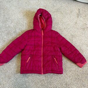 Kids Quilted Puffer Jacket Pink Size 4T Hooded Soft Warm